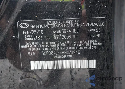 2017 Hyundai Elantra Se/Value/Limited from USA, damaged, VIN 5NPD84LF4HH031946